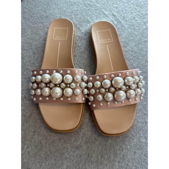 NWOT Dolce Vita Gabi Pearl Slides - size 6.5 - Picture 2 of 7